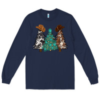 Navy cowhide with gemstones trees Long Sleeve Tee - MaliasSmallBusiness