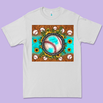 Baseball Turquoise Sunflower Premium Tee Designed By Jahusdesignshop