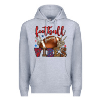 Heather Grey Football vibes red and blue Premium Hoodie - HowdyJamesFarm