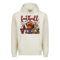 Oatmeal Heather Football vibes red and blue Premium Hoodie - HowdyJamesFarm