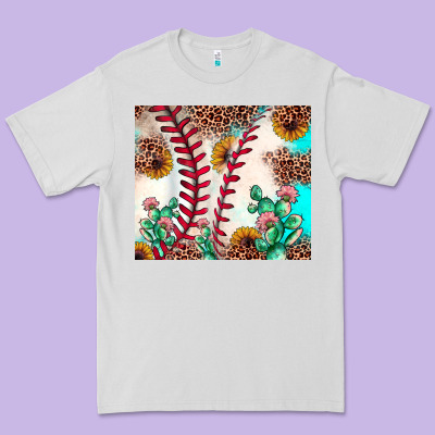 Baseball Leopard Turquoise Cactus Sunflower Premium Tee Designed By Jahusdesignshop