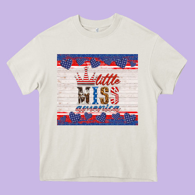 4th Of July Little Miss America Heavy Core Tee Designed By Hra Design Shop