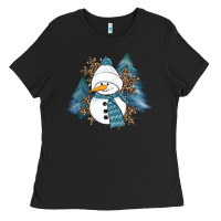 Black Snowman Winter Ladies Tee - RanaPortraitStore