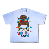 Grape Ice messy bun autism mom Urban Heavy Tee - MaliasSmallBusiness