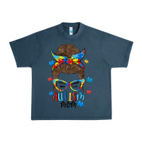 Midnight Navy messy bun autism mom Urban Heavy Tee - MaliasSmallBusiness