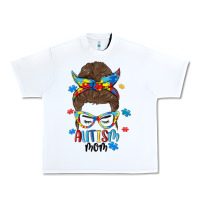 White messy bun autism mom Urban Heavy Tee - MaliasSmallBusiness