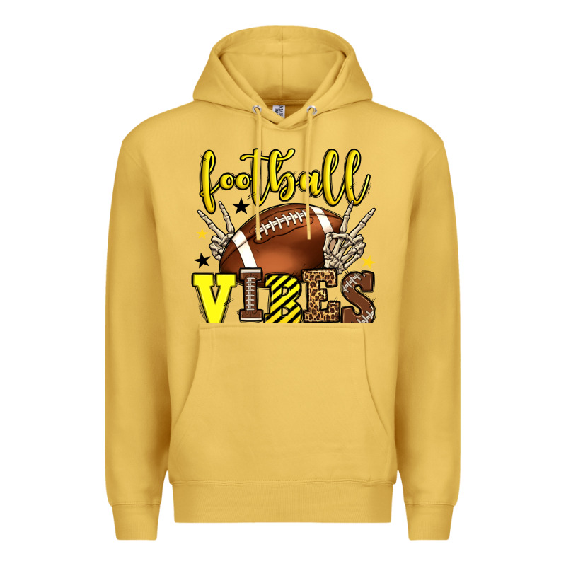 Football Vibes Yellow And Black Team Color Premium Hoodie by HowdyJamesFarm | Teevron