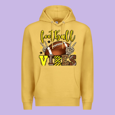 Football Vibes Yellow And Black Team Color Premium Hoodie Designed By Howdyjamesfarm