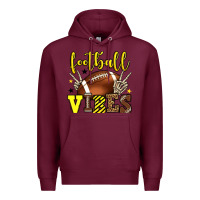 Burgundy Football vibes yellow and black team color Premium Hoodie - HowdyJamesFarm