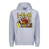 Heather Grey Football vibes yellow and black team color Premium Hoodie - HowdyJamesFarm