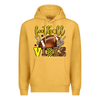 Mustard Football vibes yellow and black team color Premium Hoodie - HowdyJamesFarm