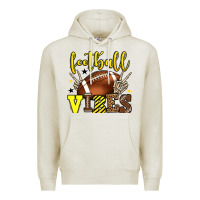Oatmeal Heather Football vibes yellow and black team color Premium Hoodie - HowdyJamesFarm