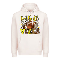 Pale Pink Football vibes yellow and black team color Premium Hoodie - HowdyJamesFarm