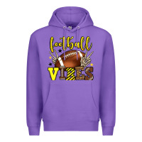 Purple Football vibes yellow and black team color Premium Hoodie - HowdyJamesFarm