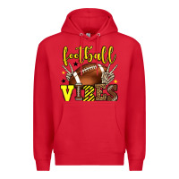 Red Football vibes yellow and black team color Premium Hoodie - HowdyJamesFarm