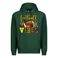 Sports Green Football vibes yellow and black team color Premium Hoodie - HowdyJamesFarm