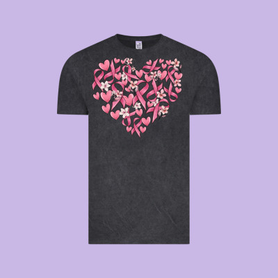 Breast Cancer Awareness Heart Vintage Tee Designed By Maliassmallbusiness