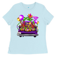 Baby Blue mardi gras farm truck Ladies Tee - FaDigitalArtStudio