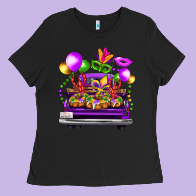 Mardi Gras Farm Truck Ladies Tee Designed By Fadigitalartstudio