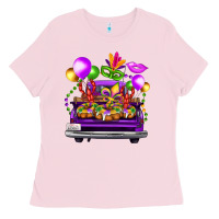 Bubblegum Pink mardi gras farm truck Ladies Tee - FaDigitalArtStudio
