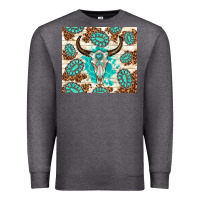Charcoal Heather gemstone bull skull leopard Premium Sweatshirt - TumblerDesignByShophia