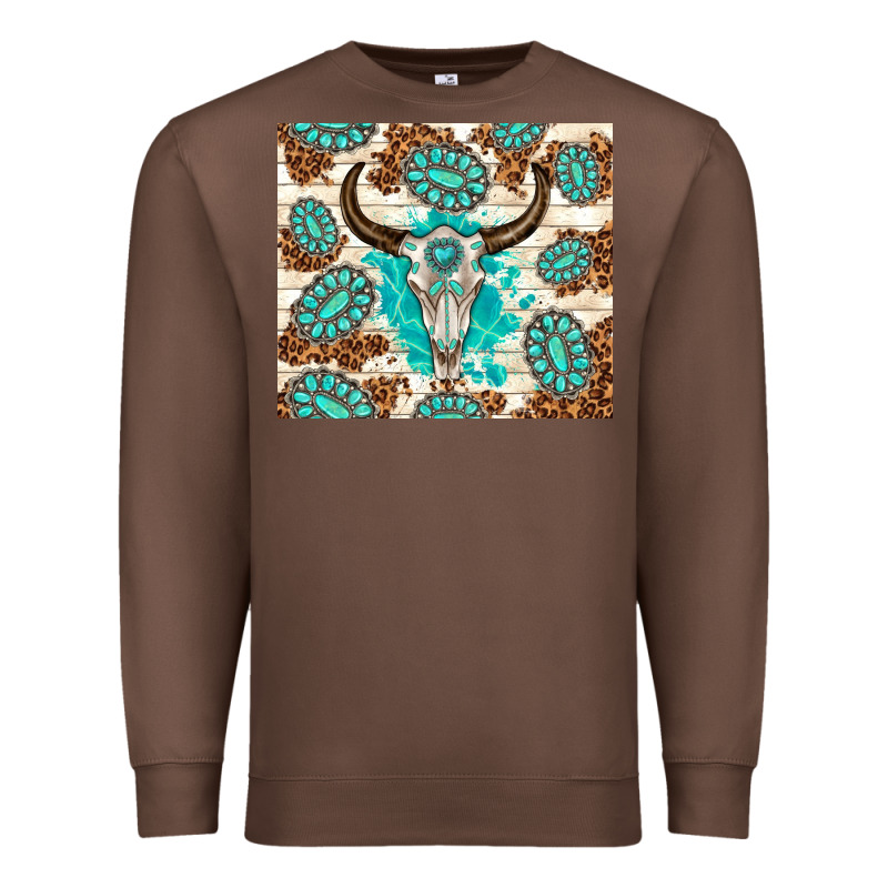 Gemstone Bull Skull Leopard Premium Sweatshirt by TumblerDesignByShophia | Teevron
