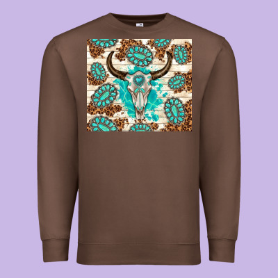 Gemstone Bull Skull Leopard Premium Sweatshirt Designed By Tumblerdesignbyshophia