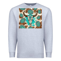 Heather Grey gemstone bull skull leopard Premium Sweatshirt - TumblerDesignByShophia