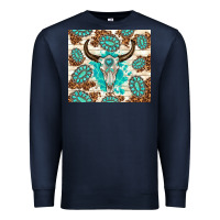 Navy gemstone bull skull leopard Premium Sweatshirt - TumblerDesignByShophia