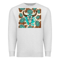 Oatmeal Heather gemstone bull skull leopard Premium Sweatshirt - TumblerDesignByShophia