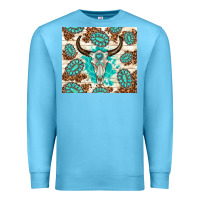 Ocean Blue gemstone bull skull leopard Premium Sweatshirt - TumblerDesignByShophia