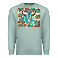 Seafoam gemstone bull skull leopard Premium Sweatshirt - TumblerDesignByShophia