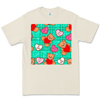 Bone valentines day teddy bears and cookies seamless pattern Premium Tee - BundleAndBundleShop