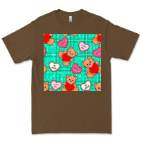 Cacao valentines day teddy bears and cookies seamless pattern Premium Tee - BundleAndBundleShop
