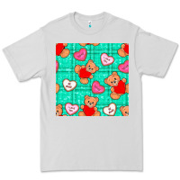 Dove Grey valentines day teddy bears and cookies seamless pattern Premium Tee - BundleAndBundleShop