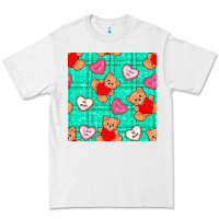White valentines day teddy bears and cookies seamless pattern Premium Tee - BundleAndBundleShop