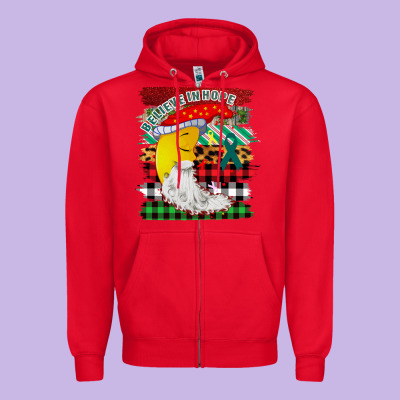 Believe In Hope Santa Moon Zipper Hoodie Designed By Bettercallsaul