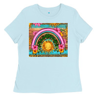 Baby Blue summer rainbow Ladies Tee - HRA Design Shop