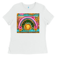White summer rainbow Ladies Tee - HRA Design Shop