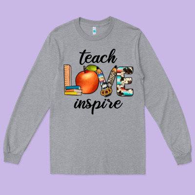 Teach Love Inspıre Long Sleeve Tee Designed By Jahusdesignshop