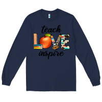 Navy teach love inspıre Long Sleeve Tee - JahusDesignShop