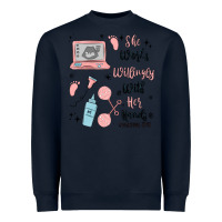 Navy she works willingly with her hands Heavyweight Sweatshirt - MaliasSmallBusiness