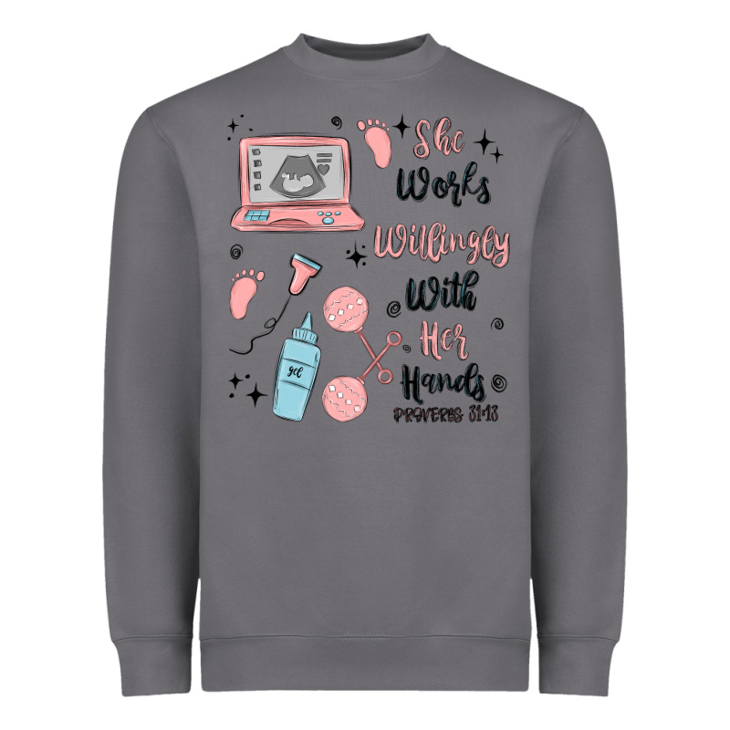 She Works Willingly With Her Hands Heavyweight Sweatshirt by MaliasSmallBusiness | Teevron