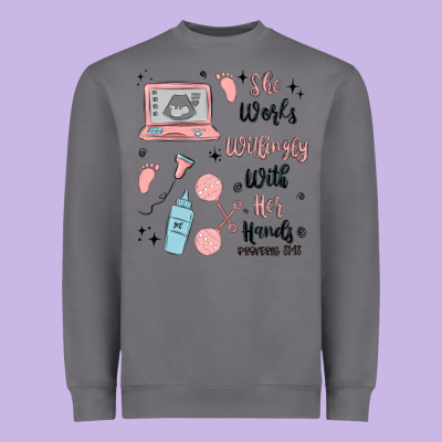 She Works Willingly With Her Hands Heavyweight Sweatshirt Designed By Maliassmallbusiness