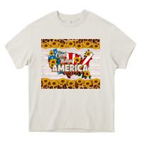 Cream god bless america Heavy Core Tee - HRA Design Shop