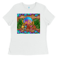 White salty beach Ladies Tee - HRA Design Shop