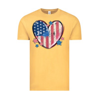 Vintage Mustard usa heart Vintage Tee - MaliasSmallBusiness