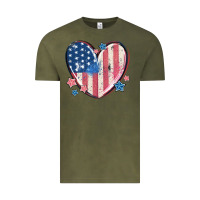 Vintage Olive usa heart Vintage Tee - MaliasSmallBusiness