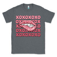 Charcoal Heather xoxo checker lips Classic Tee - MaliasSmallBusiness