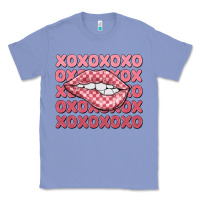 Colony Blue xoxo checker lips Classic Tee - MaliasSmallBusiness